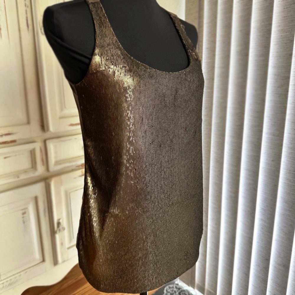 ANTHROPOLOGIE Bronze Sequined Top